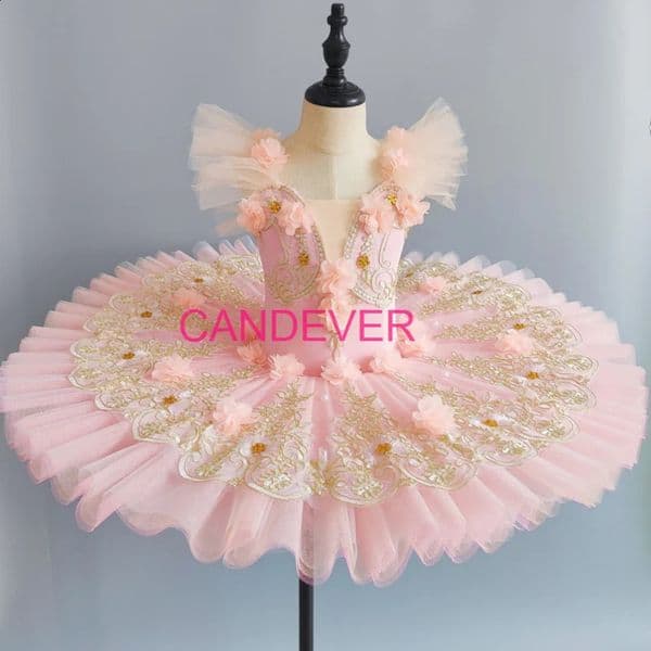Red Pink lace sequin ballet tutu professional women swan competition flower dress skirt baby kids toddler girls Dance wear 240716