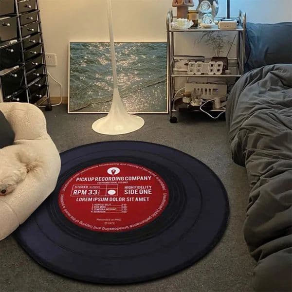 Record Music CD Carpet Round Gaming Chair Floor Mat Bedroom Decoration Living Room Lounge Large Area Anti Slip 240905
