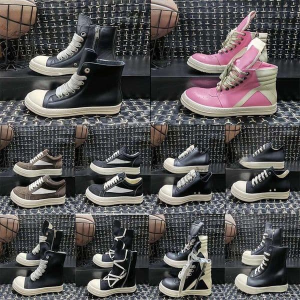 Designer for Men: Real Leather High Top Boots RO Platform motorcycle women's Martin boots Casual Canvas & Rubber Sole Style