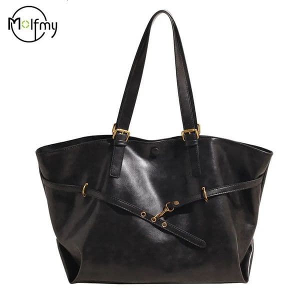 Tote Bag er Retro PU Leather Shoulder Handbag for Women Winter Trend Y2K Fashion Handbags Females Travel Tote Bags 250922BJ