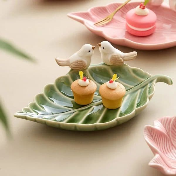 Cute Bird Tray Ceramic Jewelry Storage Trays Creative Shelf Dim Sum Dessert Plate Home Decor Tea Table Desktop Decoration Bowl 250311