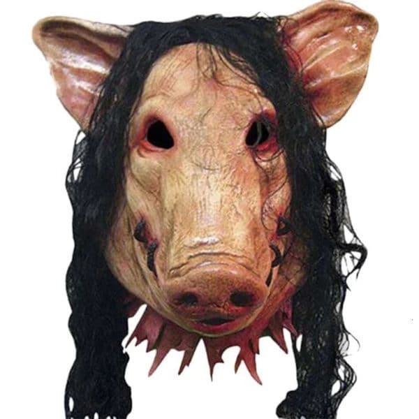 Halloween Horror Saw Pig Head Mask Role Playing Party Horror Animal Mask Horror Adult Costume Fancy Dress Accessories 241112