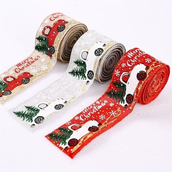 Other Event Party Supplies 25m Christmas Ribbon Printed Burlap Ribbons For Gift Wrapping Wedding Decoration Hair Bows DIY Xmas Tree Ribbon Wreath Bows 220908