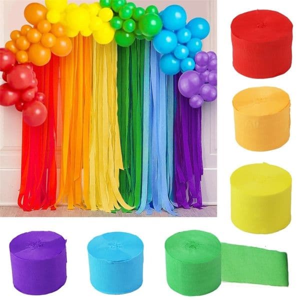 Banner Flags 6Pcs Rainbow Party Backdrop 4.5cmx25m Crepe Paper Streamers Party Background Curtain for Baby Shower Birthday Party Decorations 230720