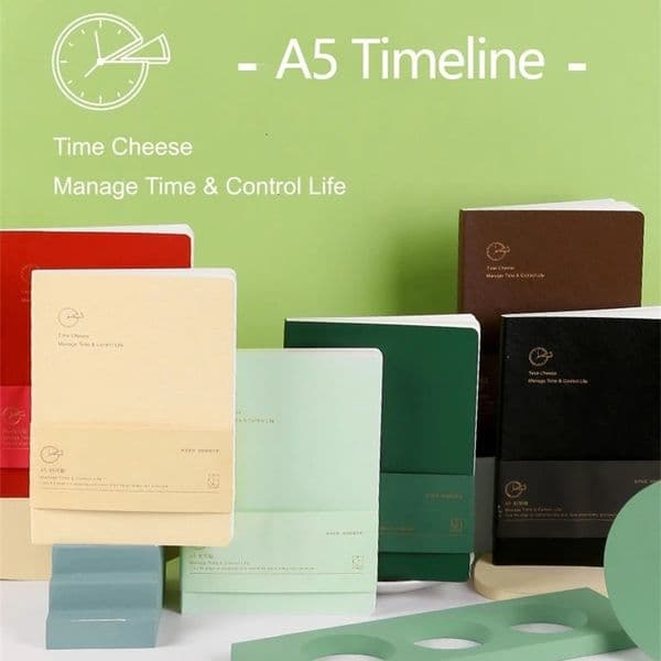 Kinbor A5 Notebook Self-filling Undated Agenda Timeline Annual Calendar Weekly Plan Goals Schedule Journaling Stationery Offic 240718