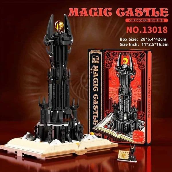 966PCS Black Tower Magic Book Building Blocks Dark Magic Castle Model Assembly Bricks Set With Lights DIY Toys Gifts For Kids Z251007