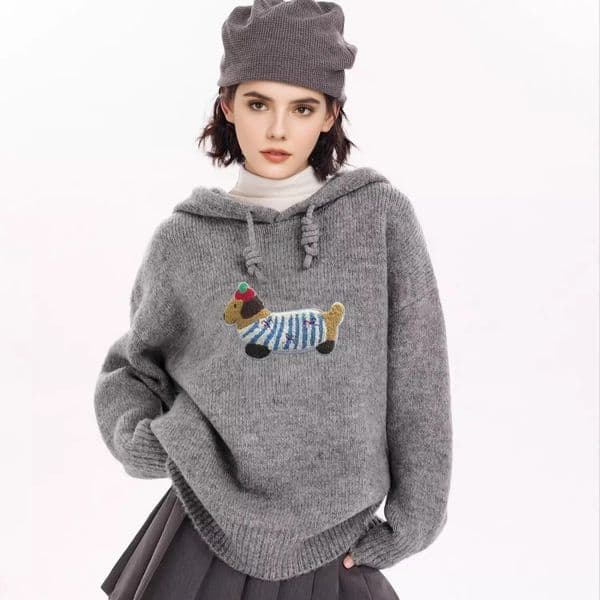 Cartoon Sweater For Women 2025 Autumn Sweater Arrival Hooded Loose Elegant Pullovers Sweaters Korean Fashion Outwear Tops 250930