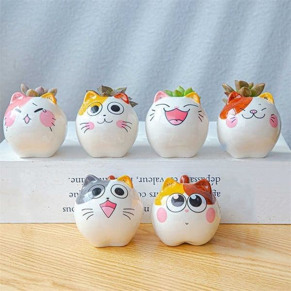 Cute Animal Flower Pot Succulent Pot Ceramic Vase Planter Desktop Decoration Gardening Supplies Plant Pot 210615