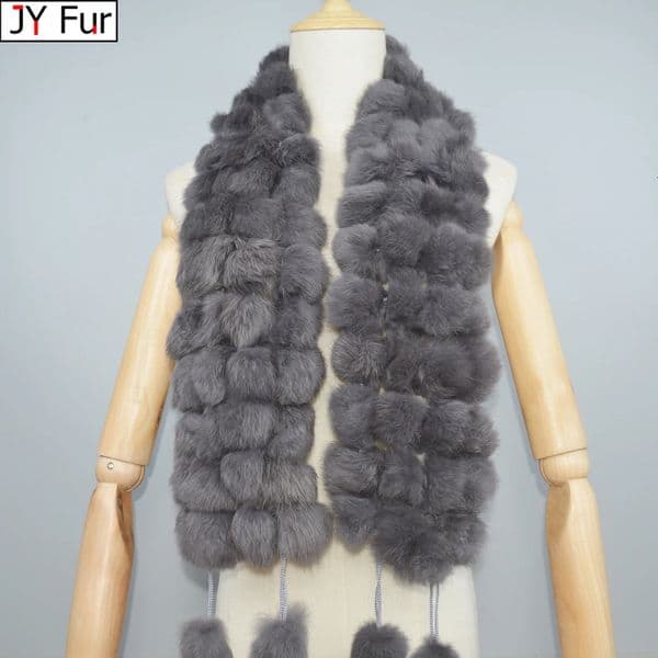 2025 Winter Women Genuine Fur Scarf Real Rex Rabbit fur Balls Scarves Russian Cute Female Fashion Warm Fur Scarf Colourful 250928
