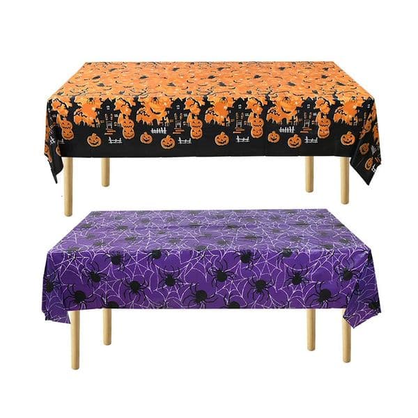 6pcs Halloween Party Tablecloth Decor Disposable Tablecloth Pumpkin Spider Web Bat Plastic Table Cover Halloween Table Decor 250926