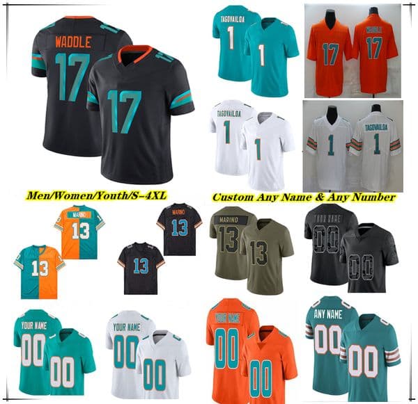 American Football Jerseys Tua Tagovailoa De'Von Achane Tyreek Hill Jaylen Waddle Malik Washington Ollie Gordon II Darren Waller Jordyn Brooks Tyrel Dodson Chubb 4X