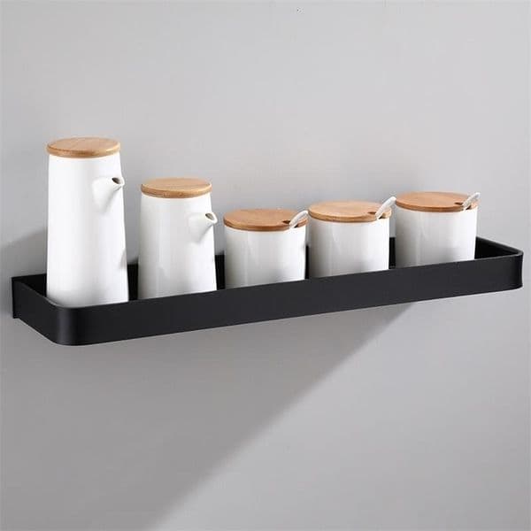 Bathroom Shelf Bath Shower Shelf Aluminum Black Bathroom Corner shelf Wall Mounted Black Aluminum Kitchen Storage holder 210724