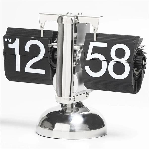 European Creative Flip Desktop Clock Retro Flip Desktop Clock Stainless Steel Mechanical Automatic Flip Clock Home Decoration 241216