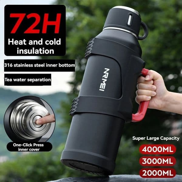 Stainless steel insulated water bottle with handle vacuum flame gym and cold 240925