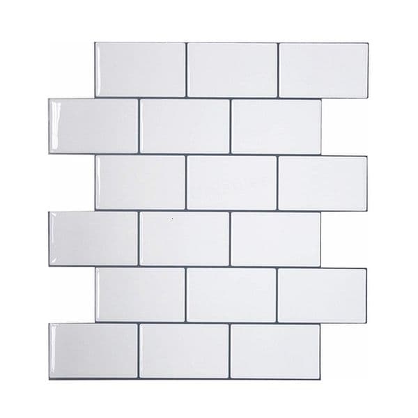 Vividtiles Thicker White Tiles Peel and Stick Premium Wall Tiles Stick on Tiles Kitchen Backsplash - 5 Pieces Pack T200601