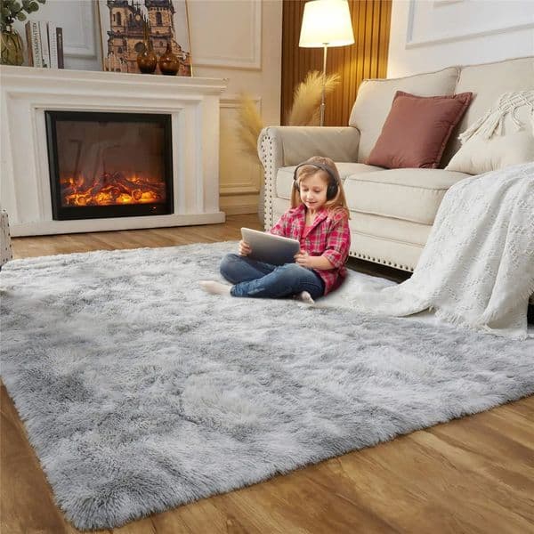 Gray Carpet for Living Room Plush Rug Bed Floor Fluffy Mats Antislip Home Decor Rugs Soft Velvet Carpets Kids Blanket 240424