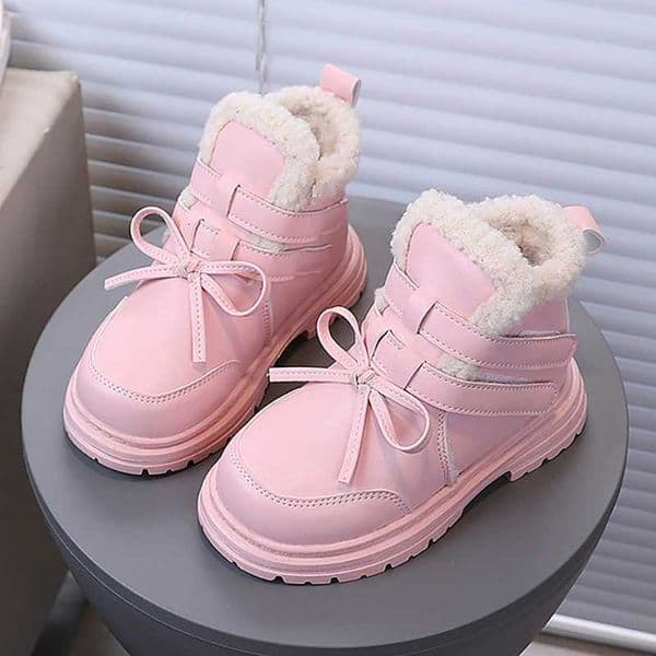 PU Leather Winter Boots For Children Thick Warm Boys Girls Snow Boots Trend Fashion Waterproof Kids Plush Boots Cotton ShoesT251007