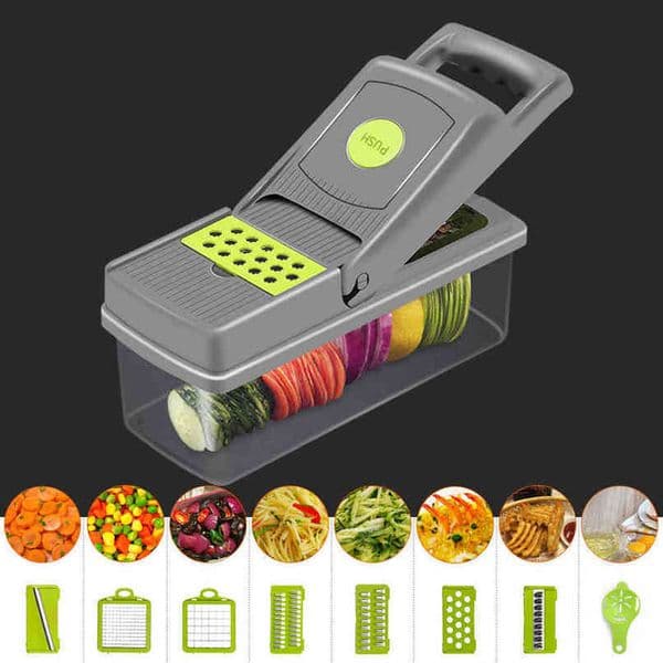 Multifunction Vegetable Cutter Fruit Slicer Potato Peeler Carrot Grater Cheese Grater Garlic Press Carrot Grater Drain Basket 210326