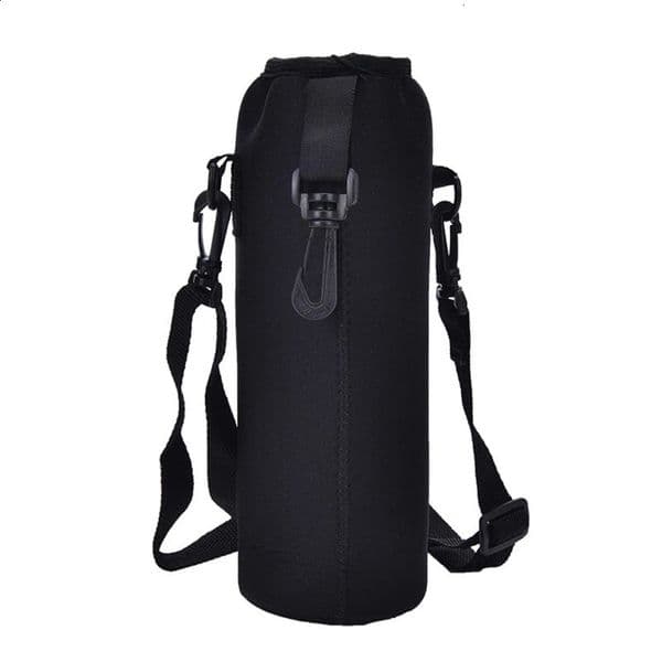 1000ML water bottle cap bag WStrap chloroprene rubber insulation holder shoulder strap black 240925