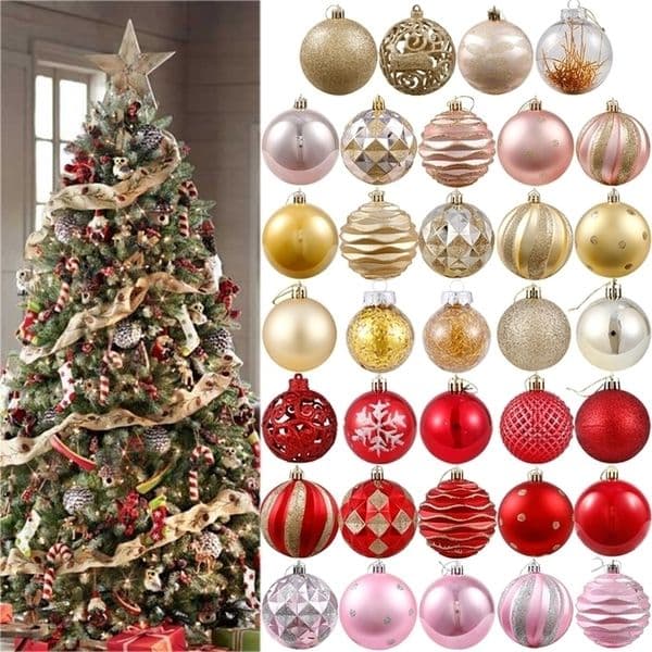 Other Event Party Supplies 12Pcs Shiny Glitter Christmas Tree Decorations Balls Hanging Ball Ornaments Pendant Home Party Decors Year Gift Box Navidad 220901