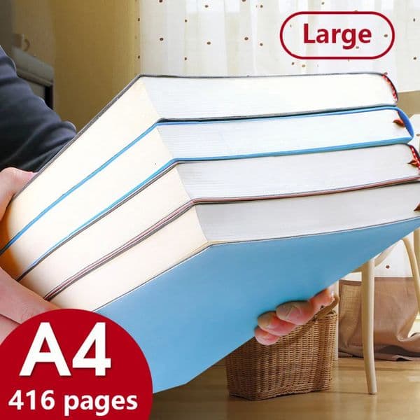 A4 Lined Cornell Notebook 416 Pages PU Leather Cover Thick Paper Journal Stationery for Students Office School Supplies 241126