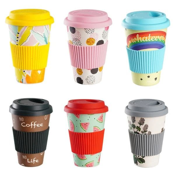 Mugs Heat Resistance Bamboo Fiber Mug Coffee With Silicone Lid Tea Milk Bear Cup Drinkware Water Bottle 470ML 231113
