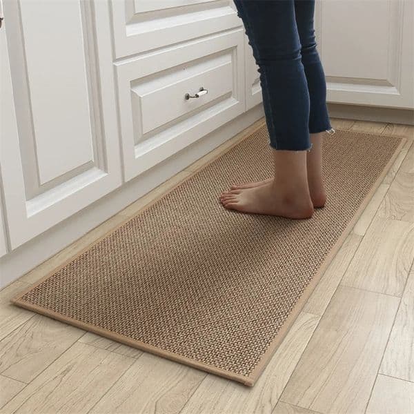 2026 Linen Weave Kitchen Floor Mat Anti-Slip Washed Rug Rubber Bottom Natural Twill Flax Entry Door Long Carpet Oil-Resistant Durable 231113 Free Shipping