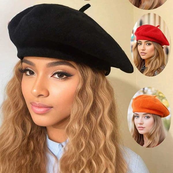 1pc New Autumn And Winter Womens Knitted Warm Hat French Fashion Beret Versatile Temperament Painter Hat Suitable For Daily Use W251008