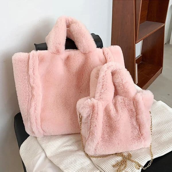 Winter Fashion Womens Furry Tote Handbags Large Capacity Ladies Faux Fur Shoulder Bag Soft Plush Female Crossbody Bags 250911BJ