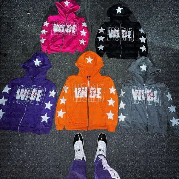 Harajuku Hip Hop High Street Letter Star Embroidery Zipper Hoodie Men Y2K Jacket American Vintage Punk Oversized Sweatshirt 250929