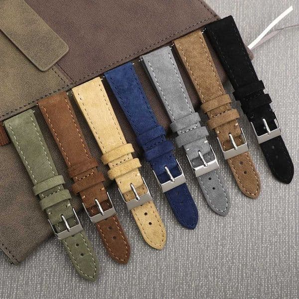 Genuine Suede Leather Watch Strap 18mm 20mm 22mm Vintage Brown Watch Band Quick Release WatchBand Wristband Accessories For MenXJ251009