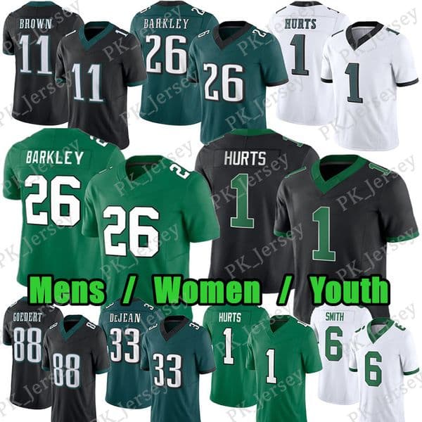 Saquon Barkley Jalen Hurts Football Jersey DeVonta Smith AJ Brown Cooper DeJean Jalen Carter Brian Dawkins Quinyon Mitchell Dotson Goedert Jihaad Campbell jerseys