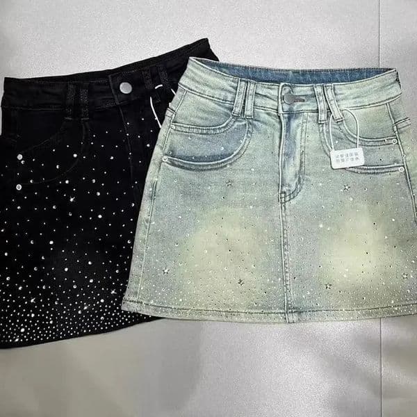 Starry Denim Skirt for Women 2024 Summer Retro Slimming aLine Sheath 250922
