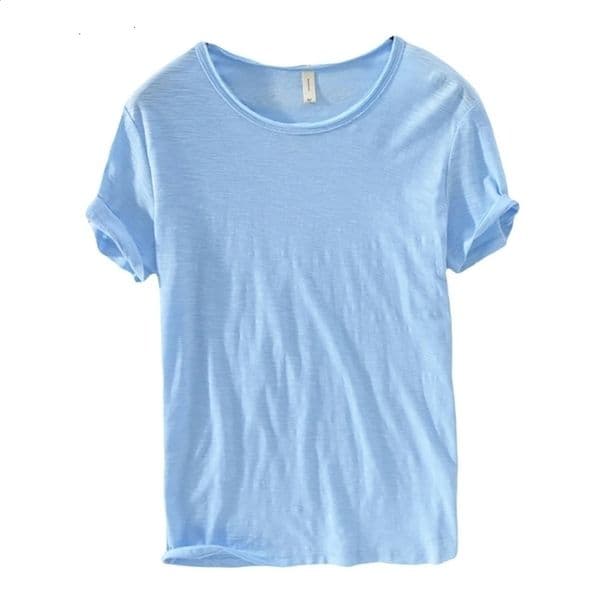 100% pure cotton summer linen mens short sleeved O-NECK breathable top and T-shirt soft white T-shirt high-quality 213 250328CJBJ