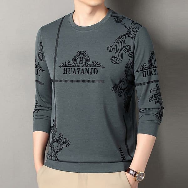 Autumn Winter Men's Fleece Feel Breathable New T-shirt Designer Hoodie Round Neck Short Sleeve High-quality Long Polo Sleeve Base Sweatshirt Designer Shirt For Men
