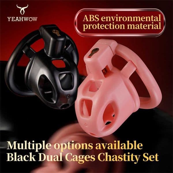 Male Chastity Cage Sissy 2PCSets Flat Cock Cage Penis CB Lock Abstinence Restraint Device Adult Sex Toy for Men Urethral Lock
