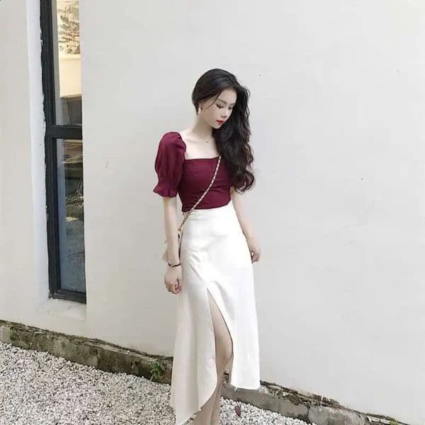 Womens Two Piece Set Skirt Slit Party White Female Outfits Clothing Arrivals Full Summer Fashion Matching Sets Korea 240727wtt