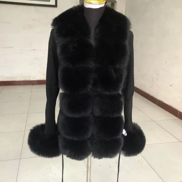 Womens cut sweater cardigan wool in spring and autumn artificial fur knitted womens coat 240828wtt