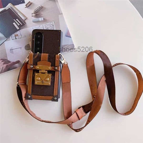 Cell Phone Cases designer Card Holder Crossbody Case For Samsung Galaxy Z fold 6 5 fold3 4 Flip 3 5G Lanyard luxury pu Leather Shockproof Protective cover IST7