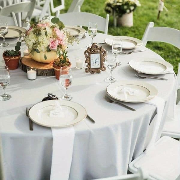 Table Cloth 10 Pack Round Tablecloth White 84 Inch Stain Resistant And Wrinkle Polyester Fabric Washable Cover For Wedding