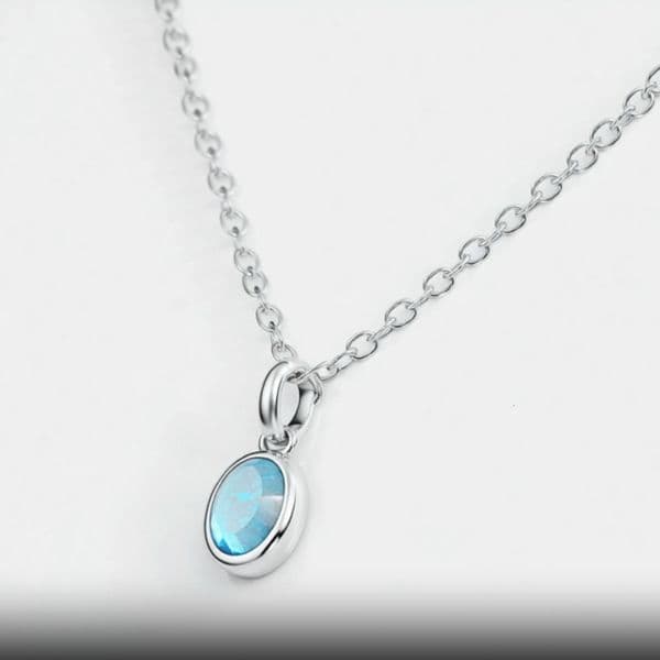 2025 New S925 Sterling Silver Kyanite Necklace Simple Oval Pendant Niche Design Clavicle Chain gold necklace with box