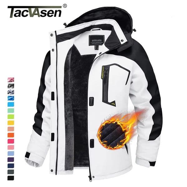 TACVASEN Women Winter Fashion Ski Snowboard Jacket Thermal Fleece Waterproof Fish Casual Work Rain Coat Windbreaker Parka 2501008