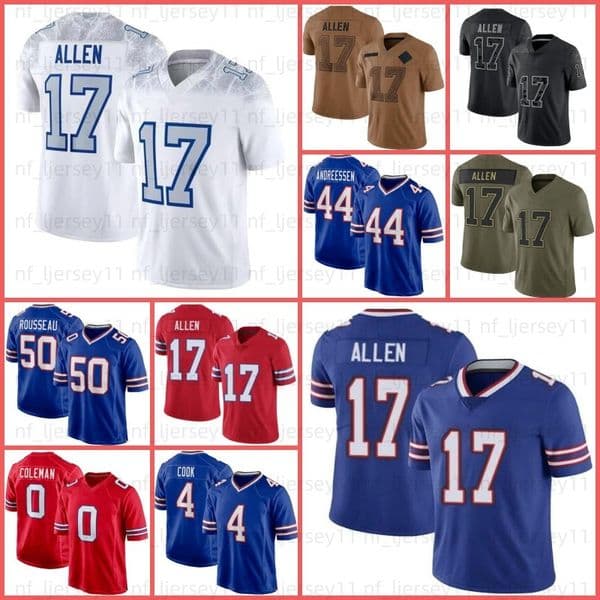 DJ Moore 17 Josh Allen Keon Coleman Football Jersey Dalton Kincaid Ray Dawson Knox James Cook Khalil Shakir Dion Dawkins Terrel Bernard Benford Rousseau Milano