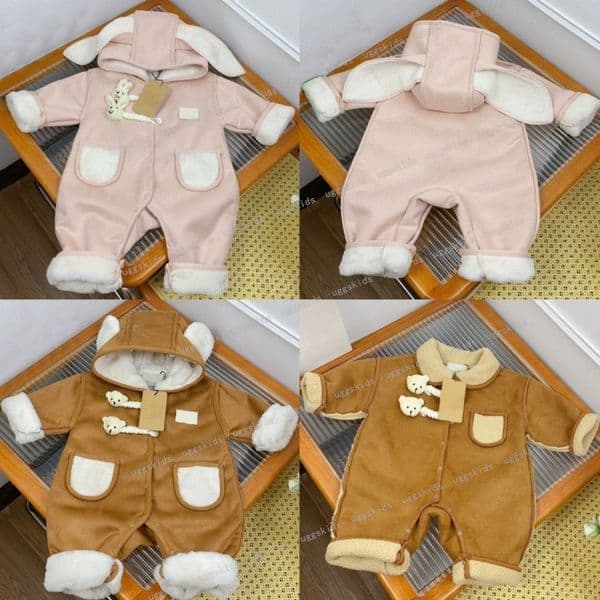 Designer warm Rompers Baby jumpsuits new born winter clothing Brand pink brown Girls girls Clothes Costume Overalls Jumpsuit Kids for Babies 99yR#