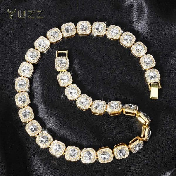 Luxury Rhinestone Square d Out Tennis Chain Necklace Bracelet For Men 13MM Chains Hip Hop Jewelry Link Wome On The Neck Gift W251008
