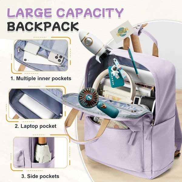 Ship from US Solid Color Bookbag Backpack for High School StudentWaterproof Large Capacity Bag Casual Daypack Backpacks 250304FBBBJ