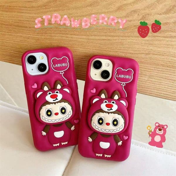 3D Labubu Lovely Cute Sweetheart Phone Cases Case For iphone 16 pro max case 16 15 14 13 12 11 PRO MAX mini XR XS 7 8 BACK PROTECITVE Cover Pink blue khaki