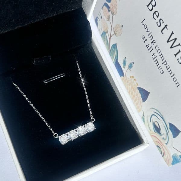 S Pure Sier Ultra Sparkling Row Dia Necklace Elegant Temperament One-Line Collarbone Chain Hot-Selling Jewelry