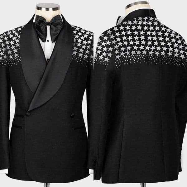 Wedding Tuxedos for Men Beaded Star Shawl Lapel Suit: Two-Piece Fashion Blazer Pants Set - Custom Tuxedos Available