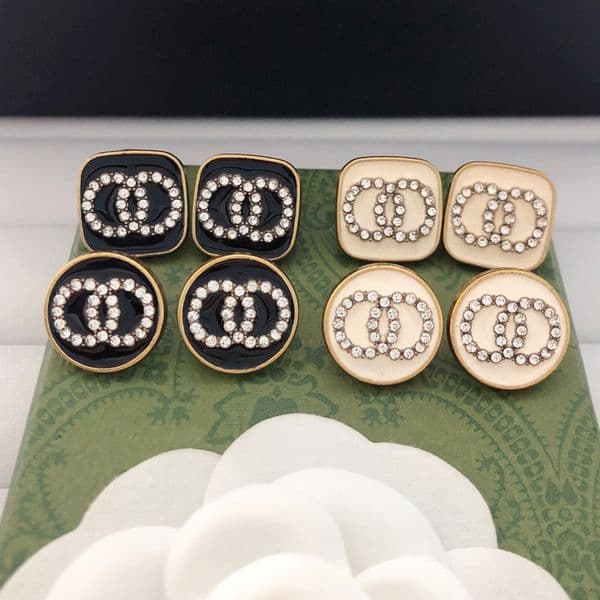 Simple Crystal Earrings Gold Silver Stud Stamp Letter Famous Women Geometry Pearl Earring Designer Wedding Party Jewelry Birthday Gifts Wholesale